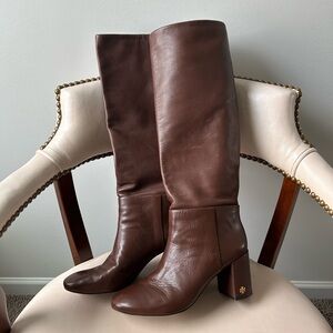 Tory Burch brown leather knee boots